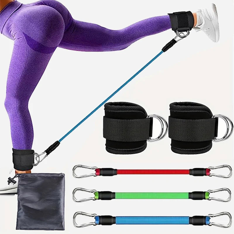 Resistance Tube Set with Ankle Straps – Cable Trainer for Glutes & Legs