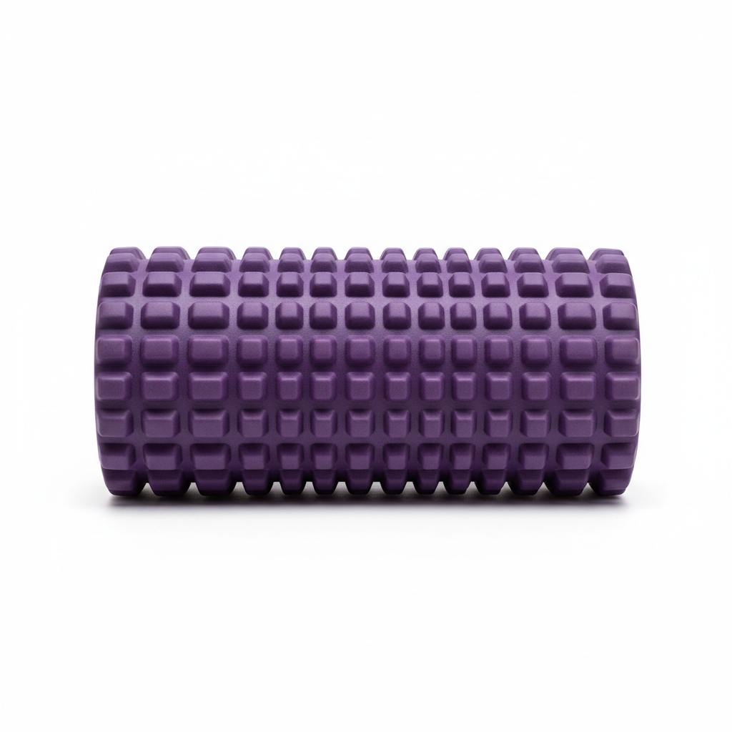 Purple EVA foam roller with deep grid knob texture