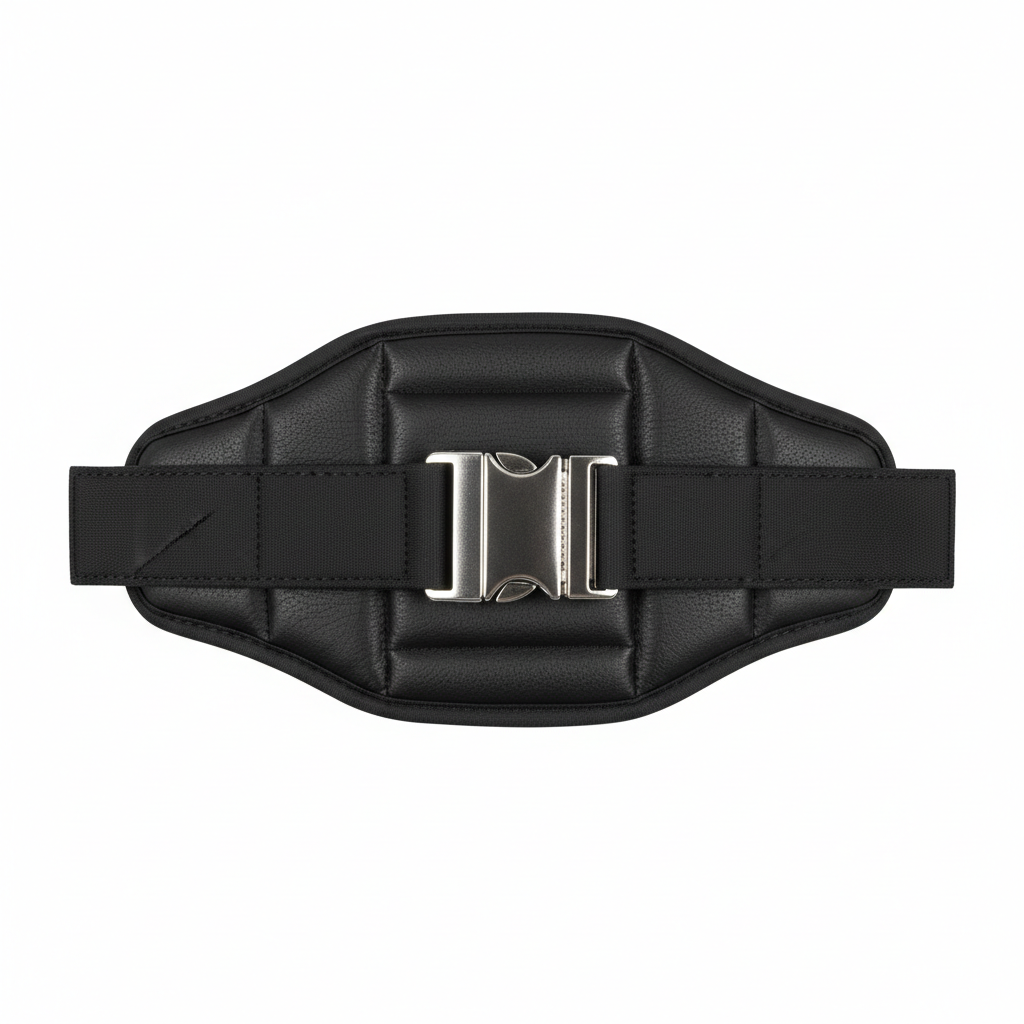 Black padded weight lifting belt with quick-release buckle