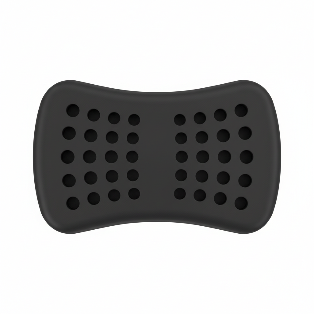 Black rectangular silicone jaw exerciser mouthpiece with round holes