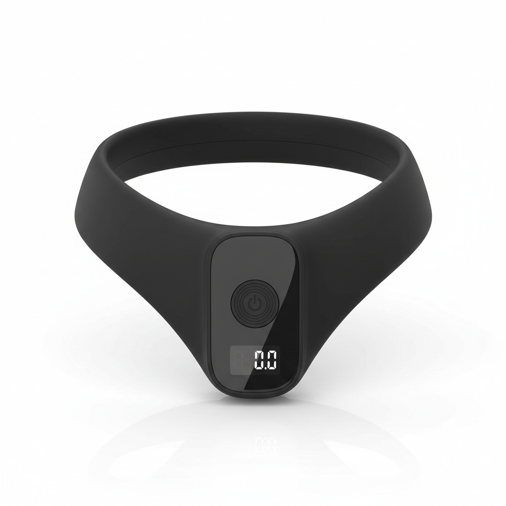 Black silicone U-shaped neck posture corrector with gyroscope sensor