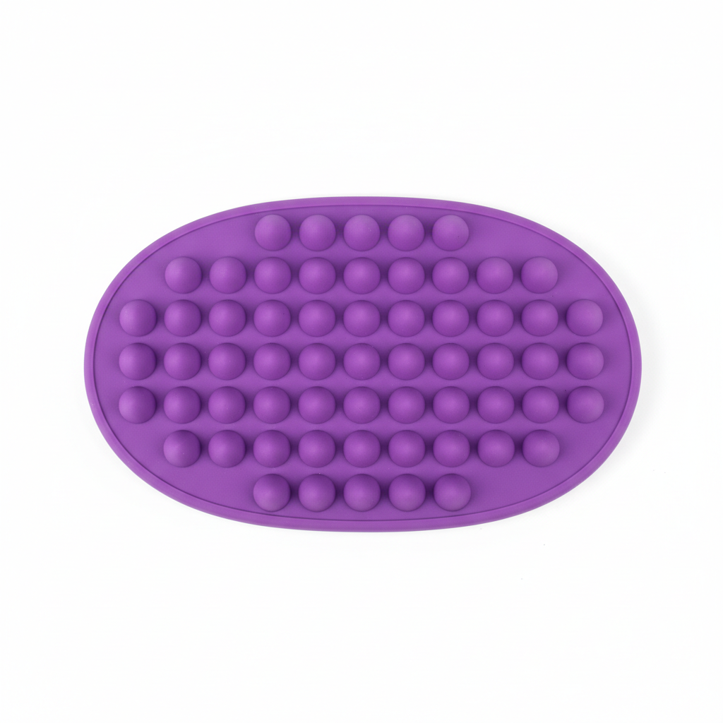 Purple oval rubber foot massage pad with acupressure nodules