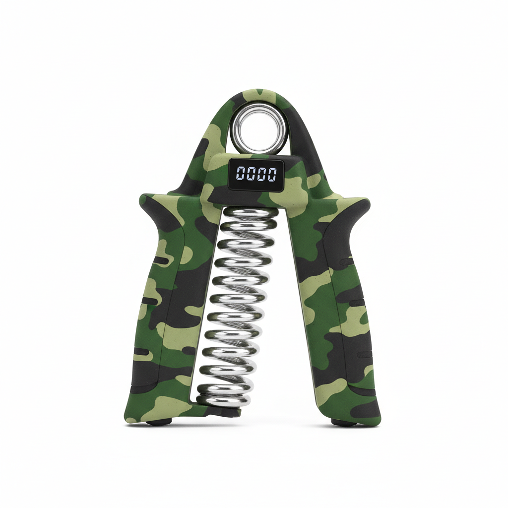 Green camo and black adjustable hand grip strengthener with rep counter